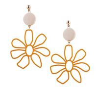 Veemoon 1Paio Floral Dangle Earrings For Women Unique Statement Flower Design Lightweight Comfortable For All Day Wear Vibrant Wooden Style For Various Occasions