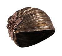 Veemoon 1pezzi Cappello Turbante Da Donna Stampa Dorata e Arricciatura Nobile Design Elegante Per Uso Interno Ed Esterno Leggero e Delicato