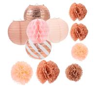 Veemoon 1set Decorazioni Carta Pom Poms e Lanterns per Feste per Compleanni Matrimoni e Shower Design Elegante Facili da Appendere e Riutilizzabili