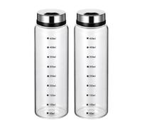 Veemoon 2 bottiglie in vetro per sale e pepe, 500 ml con coperchi e scala | Coperchi girevoli in acciaio inox resistenti al calore con fori regolabili, ideali per cucina, barbecue e campeggio. Design