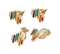 Veemoon 2 Paia Creative Rainbow Love Earing Orecchini a Forma Di Cuore Orecchio Arcobaleno Orecchini Carini Per Le Donne Anello Di Moda Orecchini Leggeri Lega Colorful
