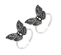 Veemoon 2 Pezzi Anelli Donna Regolabili Anni ’90 Vintage Farfalla Aperti, Anelli da Dito Impilabili in Metallo Resistente, Gioielli Moda per Anniversario e Outfit Quotidiano