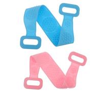 Veemoon 2 pezzi Asciugamano Bagno in Silicone Lungo Doppia Faccia Esfoliante per Schiena Colori Blu e Rosa Manico Antiscivolo Pulizia Profonda e Rimozione Cellule Morte per Liscia