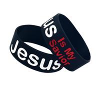 Veemoon 2 Pezzi Braccialetti in Silicone Jesus Is My Savior Unisex, Decorazione da Polso Nera Leggera e Resistente, Adatti per Sport e Attività All'aperto