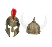 Veemoon 2 Pezzi Elmi Viking in Plastica Oro, Taglia e Riutilizzabile, Accessori Unici per Costume Carnevale e Cosplay Festivo