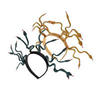 Veemoon 2 Pezzi Fascia Medusa in Plastica e Vinile per Donna Copricapo Serpente Egiziano per Carnevale e Cosplay Accessorio Halloween Scuro e Oro