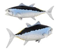 Veemoon 2 Pezzi Giocattolo a Forma di Pesce Tonno Blu, Decorazione da Tavolo Mare Realistica, Figurina Educativa per Riconoscimento Pesci e Arredamento