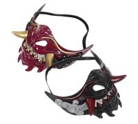 Veemoon 2 Pezzi Maschera Hannya da Samurai, Mezzo Volto in Plastica