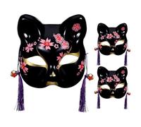 Veemoon 2 Pezzi Maschera Mezza Volpe Giapponese Dipinta Mano Accessorio Cosplay Kimono Maschera Halloween Stile Giapponese Decorazione Teatro e Festa Maschere Animali Artistiche
