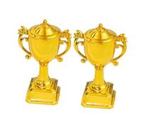 Veemoon 2 Pezzi Mini Coppa di Plastica Dorata per Torte, Decorazioni per Dolci di Calcio, Mini Trofei di Partecipazione Divertente per Feste e Premi di Riconoscimento