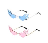 Veemoon 2 Pezzi Occhiali da sole senza cornice in metallo occhiali da sole per feste occhiali da sole metallici bicchieri senza montatura occhiali da sole da donna PC