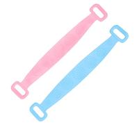 Veemoon 2 pezzi Spazzola Esfoliante Corpo in Silicone con Strap Allungato per Doccia e Massaggio Schiena Asciugamano Lavaggio Doppio Lato Antiscivolo per Pulizia Profonda e Pori Blu e