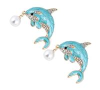 Veemoon 2 Pezzi Spilla perla delfina Spilla in lega fermagli per maglione spilla da donna adorabile spilla delfino spilla animale gioielli di delfini spille in lega strass Sky-Blue