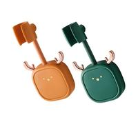 Veemoon 2 pezzi Supporti per Soffione Doccia Base Fissa Senza Foratura Sostegno Robusto per Doccino Bagno Organizzatore Pratico in Casa Colori Verde Scuro e Arancione