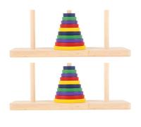 Veemoon 2 Pezzi Torre di Hanoi in Legno Colorato, Giocattolo Intellettuale e Rompicapo e Adulti, Puzzle del Cervello Portatile per Gioco e Intrattenimento Familiare