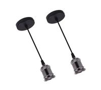 Veemoon 2 Portalampade a Sospensione Vintage in Alluminio Nero, Base Soffitto E27, Facile da Installare per Casa e Ristorante