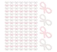 Veemoon 200 Pezzi Fiocchi Decorativi Mini in Plastica per Unghie e Confezioni, Leggeri e Eleganti, per Manicure e Decorazioni Torta, Colore Bianco e Rosa