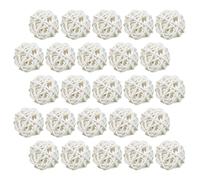 Veemoon 25 Palline di Rattan per Aromaterapia 3 Cm Bianche, Sfere Decorative in Vimini per Diffusore di Fragranze e Centrotavola, Accessori Artigianali per Vasi e Ambienti Casa