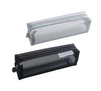 Veemoon 2pezzi Astuccio Portapenne in Rete Per Cancelleria Organizer Per Piccoli Oggetti Come Penne e Temperamatite Design Cerniera Sigillata e Portatile Grigio Nero