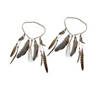 Veemoon 2pezzi Boho Plume Headband Con Nappa Per Donne Fascia Etnica Per Festa Festival e Decorazione Costume Accessorio Vintage