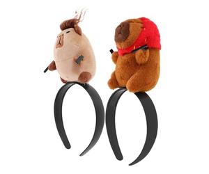 Veemoon 2pezzi Cerchietto Divertente per Capelli in Peluche Forma di Capibara Accessorio per Feste di Compleanno e Halloween Animali per Adolescenti e Adulti per Lavarsi Viso e Usi Quotidi