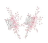 Veemoon 2pezzi Pettine Sposa Dettagli Floreali Intrecciati Mano Accessorio Capelli da Sposa Cristalli Artificiali Fermaglio per Capelli Comodo e Leggero Pettine per Matrimoni Fidanzamenti