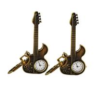 Veemoon 2pezzi Portachiavi Con Orologio Mini Chitarra Vintage Keychain Decorativo Per Musicisti Per Amanti Della Musica Design Di Resistente e Dettagli Curati