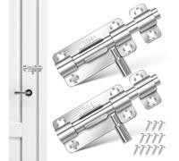 Veemoon 2pezzi Serratura Scorrevole Chiavistello in Acciaio Inox Per Porta Da Accessori Per Porte Per Bagni Camere Da Letto e Cancelli Di Sicurezza Bloccante