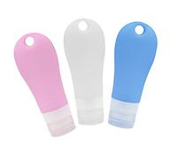 Veemoon 3 pezzi Bottiglie Viaggio Silicone Contenitori per Liquidi Riutilizzabili e Ricaricabili Blu Bianco e Rosa per Lozioni e Saponi per Campeggio