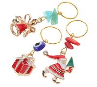 Veemoon 3 Pezzi Ciondolo a Ciondolo Parrucca Ciondoli Per Bevande Natalizie Ciondoli Per Calze Di Babbo Natale Fascino Dell'auto Di Natale Per Gioielli Natalizi Lega