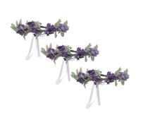 Veemoon 3 Pezzi Coroncina Lavanda Cerchietti Eleganti per Sposa e Speciali Accessori per Fotografie e Vacanze Al Copricapo Boho per Donne