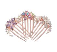 Veemoon 3 Pezzi Pettini Laterali Strass con Cristalli Colorati Accessori per Capelli da Sposa con Design Floreale Vintage Leggeri e Resistenti per Feste e Uso Quotidiano