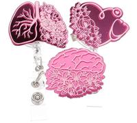 Veemoon 3 Pezzi Porta Badge Retrattile Clip, Porta Distintivo Rosa per Id e