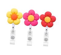 Veemoon 3 pezzi Portabadge Retrattile Colorato Fiore per Infermieri e Studenti e Sicuro per Id e Badge Design e Clip Resistente