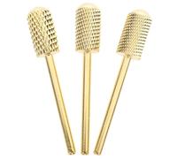 Veemoon 3 Pezzi Punte Set per Trapano Unghie in Acciaio al Tungsteno Oro Superficie Arrotondata Protettiva per Manicure e Pedicure in Salone o Spa