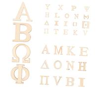 Veemoon 3 Set Lettere Legno Greche Decorative Set Lettere Grezze Per Fai Da Te E Materiale Per Artigianato E Decorazioni Murali Applique Legno Naturale Per Eventi 72 Pezzi * 3