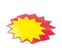 Veemoon 30 Pezzi Etichette Supermercato Gialle Adesivi Cartellini Pubblicitari Vuoti Carta Esplosione Eco Friendly per Organizzazione e Decorazioni