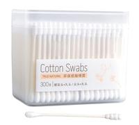 Veemoon 300pezzi Kit Cotton Swab Bastoncini in Cotone Ecologico Con Bastoncino in Legno Resistente Per Igiene Personale Casa e Viaggio