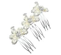 Veemoon 3pezzi Pettine per Capelli da Sposa Strass Accessori per Capelli Perle Copricapo da Sposa per Matrimonio Pettini Laterali per Strass Fermagli