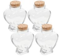 Veemoon 4 Pezzi Barattoli di Vetro Trasparente a Forma di Cuore 160 Ml con Tappo di Sughero, Piccoli Barattoli di Conservazione Decorativi per Bomboniere e Souvenir di Viaggi