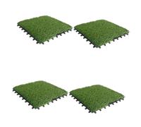 Veemoon 4 Pezzi Mattonelle di Prato Sintetico con Meccanismo a Incastro Prato Artificiale Resistente al Calore per Giardino e Terrazzo Decorazione Esterno Facile da Montare