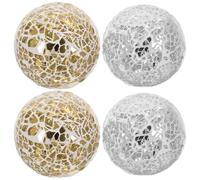Veemoon 4 Pezzi Set 4 Sfere Decorative a Mosaico in Vetro, Palline da Tavolo Oro e Argento, Ornamenti a Sfera per Casa e Feste Natalizie, Decorazioni Centrotavola per Ambienti Festivi