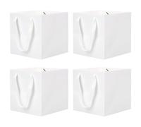 Veemoon 4 Sacchetti di Carta Kraft Manico 20X20X20 CM Sacchetti da Asporto Resistenti per Imballaggio di Pane e Cibo Borse da Regalo per Picnic e Uso Domestico