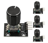 Veemoon 4 set di encoder rotativi KY-040, modulo a 360 gradi con interruttore a pulsante, boccola filettata per montaggio a pannello e cappucci per manopole per sistemi embedded di controllo del