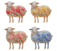 Veemoon 4 spille a forma di pecora dello zodiaco 2027, con rose e strass. | Gioielli floreali a forma di animali, grazioso accessorio vintage da bavero per costume da festival.