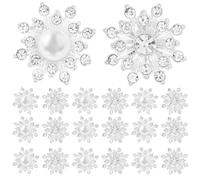 Veemoon 40 ciondoli a forma di fiocco di neve con perle, elementi | Ciondoli a forma di fiocco di neve con strass per decorare bouquet, scarpe e cappelli, biglietti d'invito e forcine per