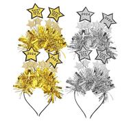 Veemoon 4pezzi Cerchietti Decorativi Per Capodanno Accessori Festivi Con Stelle Per Feste e Foto Completo Di Cerchietti Happy Year