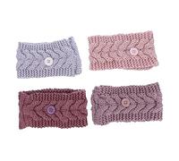 Veemoon 4pezzi Fascia Capelli Donna Invernale Con Bottoni Elasticizzata Maglia Antiscivolo Per Sport All Aperto Vari Colori