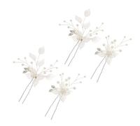 Veemoon 4pezzi Forcine per Capelli da Sposa Forma di Foglia con Perle Finte Forcine Forma di U per Sposa Accessori per Capelli Decorative per Donne Damigelle e Balli di Fine Anno