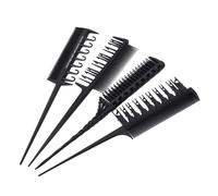 Veemoon 4pezzi Pettini Per Tintura Capelli Pettine Per Mèches Professionale Manico Lungo Strumenti Per Colorazione e Styling Capelli Nero